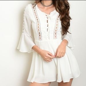 Depri Long Sleeve White Romper